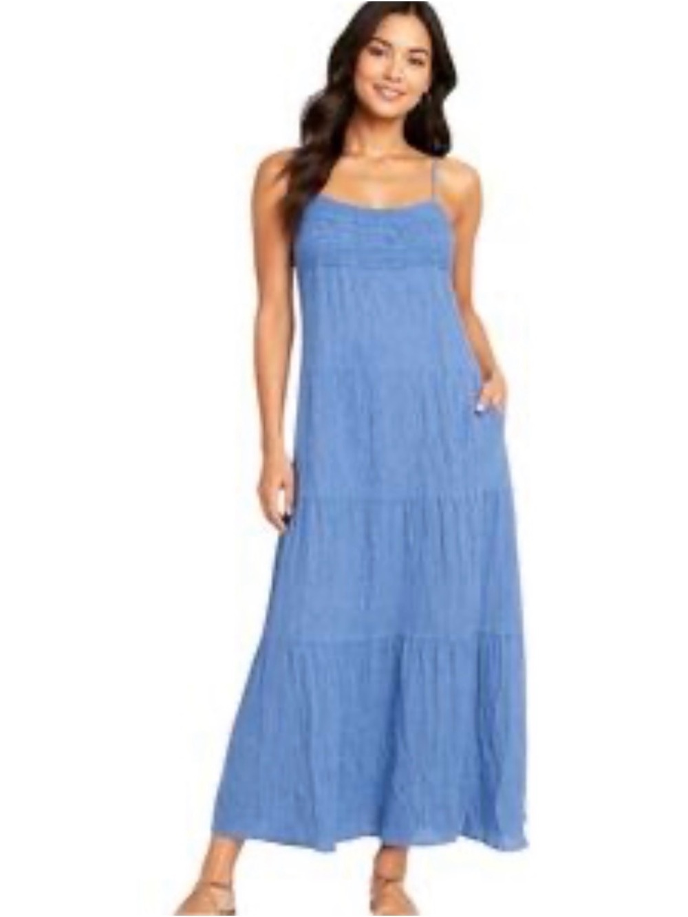 Chic Blue Textured Strappy Dress – Size Medium